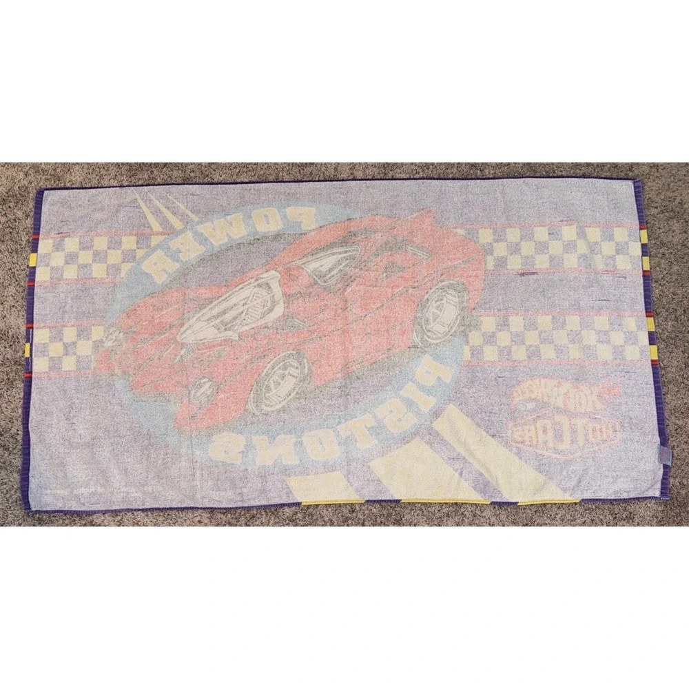 Vintage Mattel Hot‎ Wheels Hot Cars Power Pistons  Bath Towel 1998